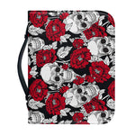 Red Peony Skull Pattern Print Leather Bible Cover