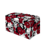 Red Peony Skull Pattern Print Leather Tissue Box Cover
