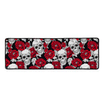 Red Peony Skull Pattern Print Long Kitchen Mat