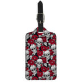 Red Peony Skull Pattern Print Luggage Tag