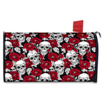 Red Peony Skull Pattern Print Mailbox Cover