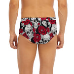 Red Peony Skull Pattern Print Men's Briefs