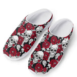Red Peony Skull Pattern Print Mesh Casual Shoes
