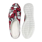 Red Peony Skull Pattern Print Mesh Casual Shoes