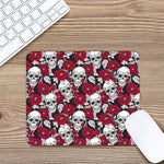 Red Peony Skull Pattern Print Mouse Pad
