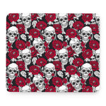 Red Peony Skull Pattern Print Mouse Pad
