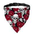 Red Peony Skull Pattern Print Over The Collar Dog Bandana