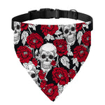 Red Peony Skull Pattern Print Over The Collar Dog Bandana