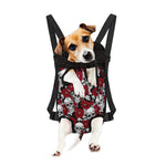 Red Peony Skull Pattern Print Pet Carrier Backpack