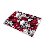 Red Peony Skull Pattern Print Pet Cooling Mat Cover