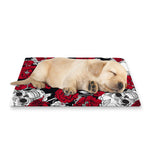 Red Peony Skull Pattern Print Pet Cooling Mat Cover