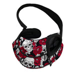 Red Peony Skull Pattern Print Pet Sling Carrier
