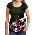 Red Peony Skull Pattern Print Pet Sling Carrier
