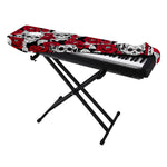 Red Peony Skull Pattern Print Piano Keyboard Cover