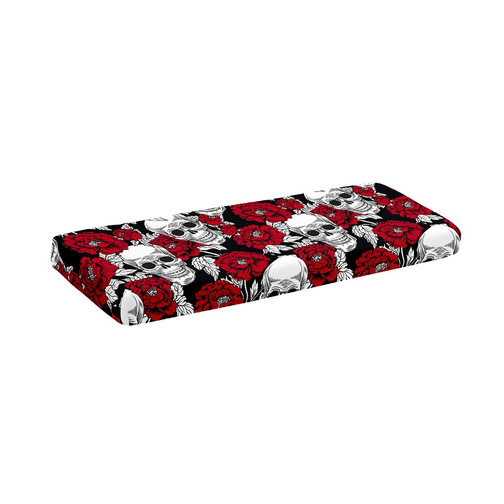 Red Peony Skull Pattern Print Piano Keyboard Cover
