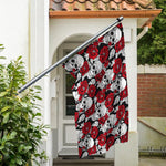 Red Peony Skull Pattern Print Polyester Flag