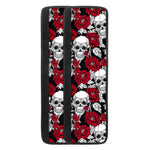 Red Peony Skull Pattern Print Refrigerator Handle Covers