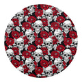 Red Peony Skull Pattern Print Round Blanket