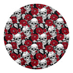 Red Peony Skull Pattern Print Round Blanket