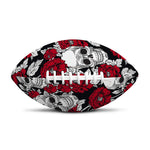 Red Peony Skull Pattern Print Rugby Ball