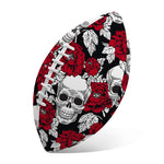 Red Peony Skull Pattern Print Rugby Ball