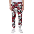 Red Peony Skull Pattern Print Joggers