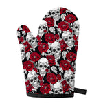 Red Peony Skull Pattern Print Single Oven Mitt
