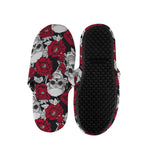 Red Peony Skull Pattern Print Slippers