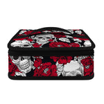 Red Peony Skull Pattern Print Small Lunch Bag