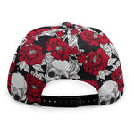 Red Peony Skull Pattern Print Snapback Cap