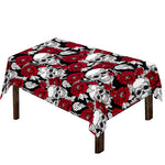 Red Peony Skull Pattern Print Tablecloth