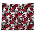 Red Peony Skull Pattern Print Tapestry