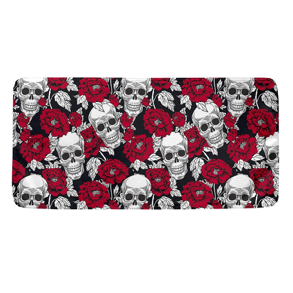 Red Peony Skull Pattern Print Towel