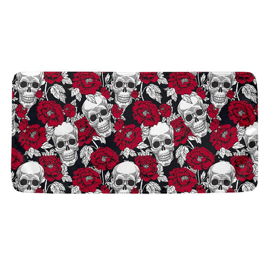 Red Peony Skull Pattern Print Towel