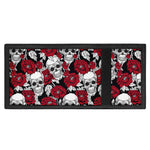 Red Peony Skull Pattern Print Trifold Wallet