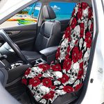 Red Peony Skull Pattern Print Waterproof Car Seat Cover