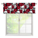 Red Peony Skull Pattern Print Window Valance