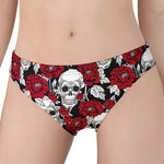 Red Peony Skull Pattern Print Women's Panties