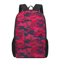 Red Pink And Black Camouflage Print 17 Inch Backpack