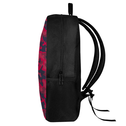 Red Pink And Black Camouflage Print 17 Inch Backpack