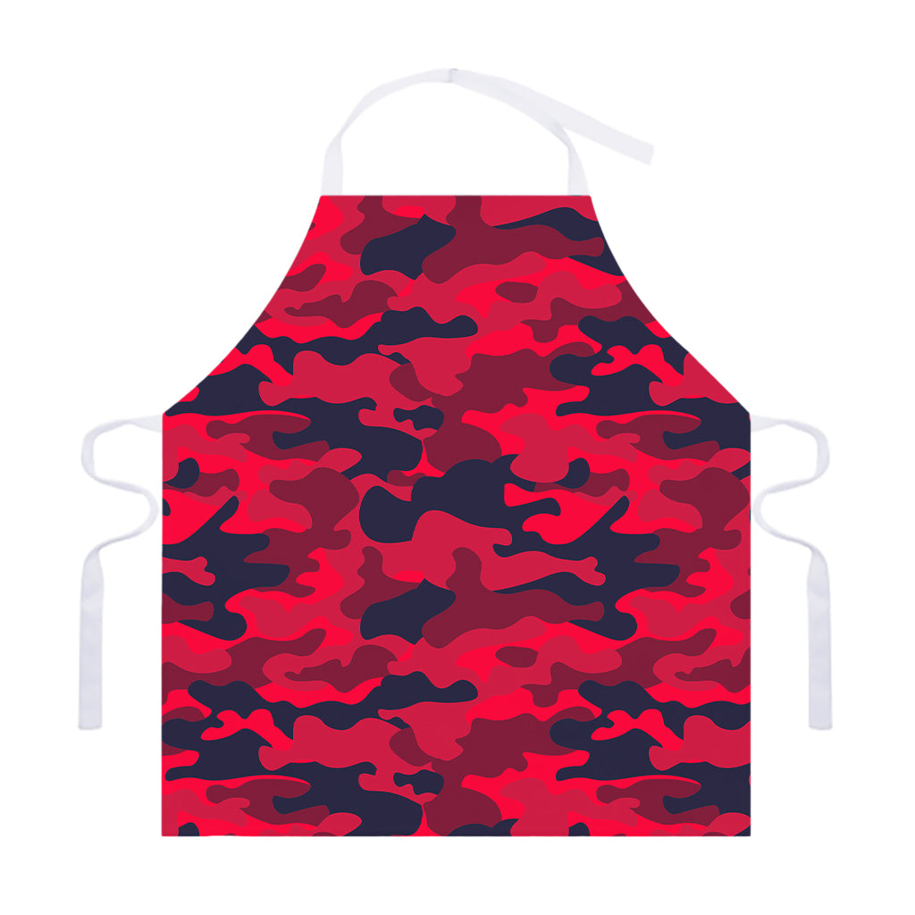 Red Pink And Black Camouflage Print Adjustable Apron