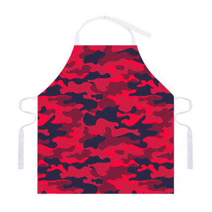 Red Pink And Black Camouflage Print Adjustable Apron