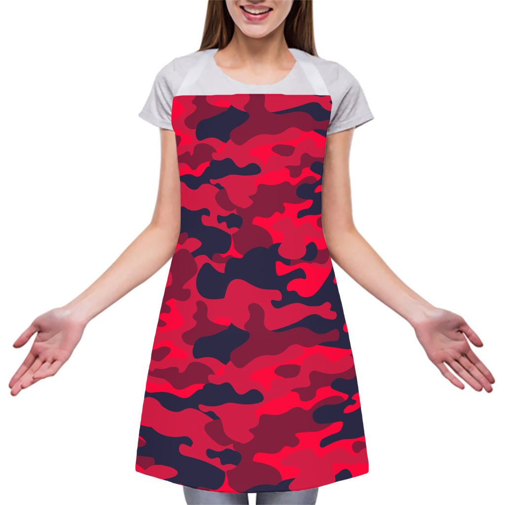 Red Pink And Black Camouflage Print Adjustable Apron