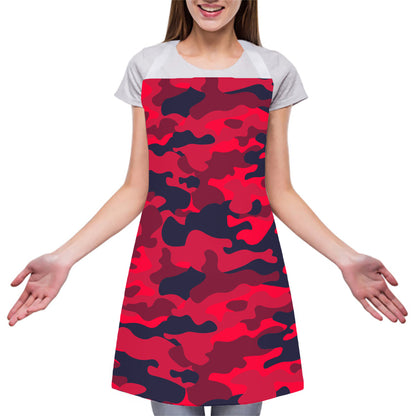 Red Pink And Black Camouflage Print Adjustable Apron