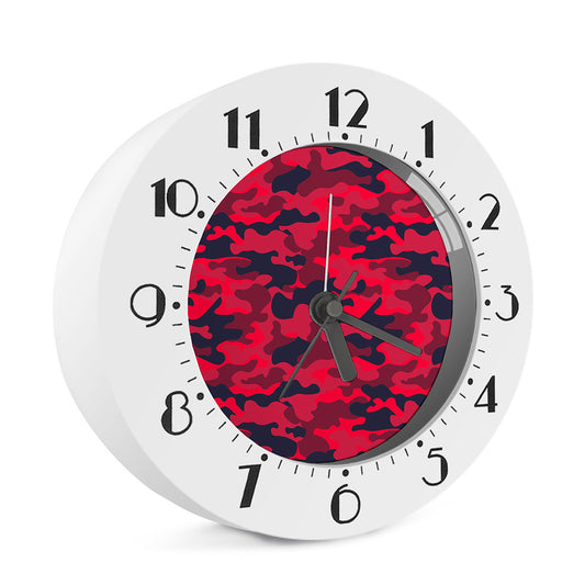 Red Pink And Black Camouflage Print Alarm Clock