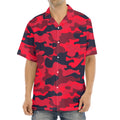 Red Pink And Black Camouflage Print Aloha Shirt