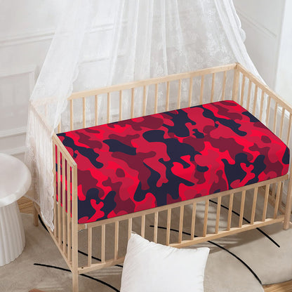 Red Pink And Black Camouflage Print Baby Crib Sheet