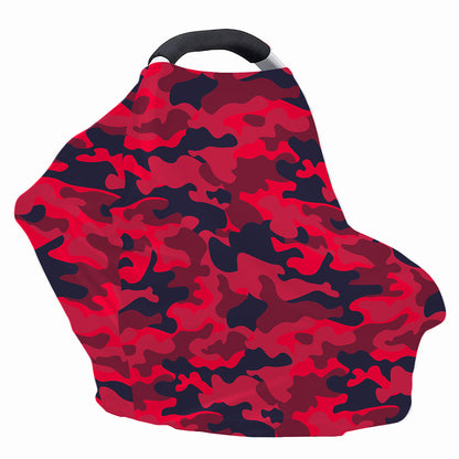 Red Pink And Black Camouflage Print Baby Seat Cover