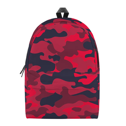Red Pink And Black Camouflage Print Backpack