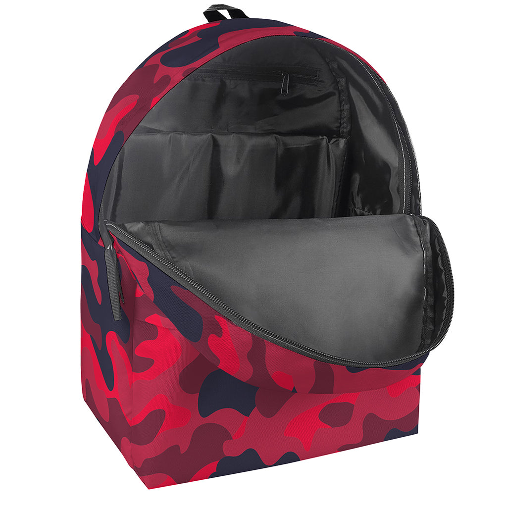 Red Pink And Black Camouflage Print Backpack